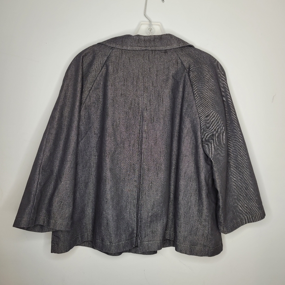 Christopher & Banks Denim Jacket lined with pleated back 3 quarter sleeves XL - Picture 9 of 12